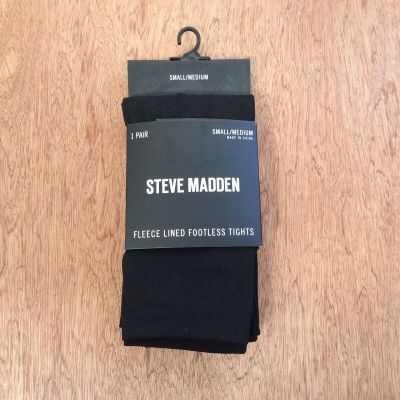 Steve Madden PANTS WOMEN Small Medium TIGHTS Black Fleece Lined Footless - NEW
