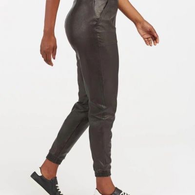NEW Spanx Leather-Like Joggers - 20283R - Black Noir - Plus Size 3X
