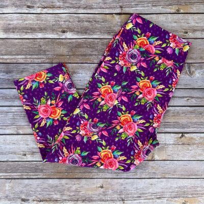 Floral Flower Rose Leaves Women's CAPRI Leggings TC Plus Size 12-20