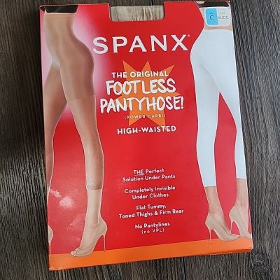 Spanx Original Footless Pantyhose C Nude Power Capri No VPL Shaper Invisible