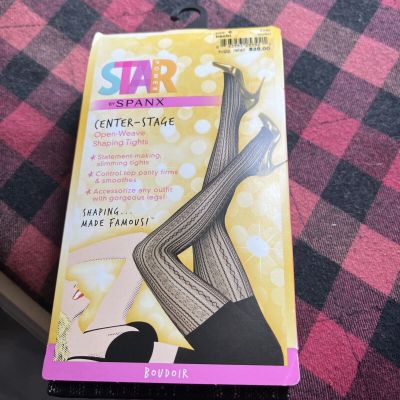 Star Power by Spanx Open-Weave Boudoir Black Shaping Tights Sz E