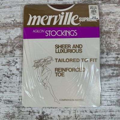 Merville Supreme AGILON STOCKING Hose D 9½-11 TALL Frolic Reinforced Toe Vintage