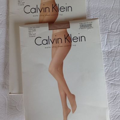 Calvin Klein Pantyhose (2) Matte Ultra Sheer Control Top Size C Buff Style 620N