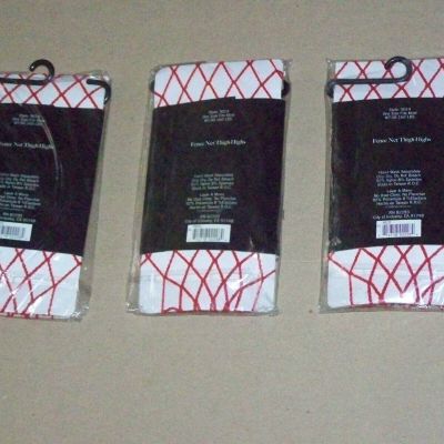 3 LEG AVENUE Red Fence Net Thigh Highs Sexy club dance wear party work Lot Set
