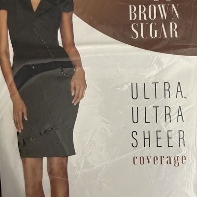 L'EGGS Brown Sugar Ultra Ultra Sheer Control Top Large Pantyhose Black