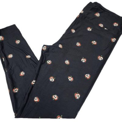 LuLaRoe Womens Leggings Size TC2 Black Poison Apples Halloween Plus 18+