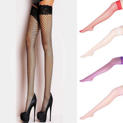 Ladies Women Sexy Lingerie Fishnet Lace Mesh High Thigh Stockings Pantyhose Club