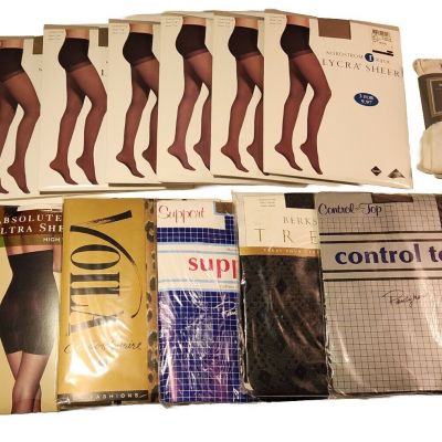(LOT 12) Variety Sheer Toe to Waist Pantyhose Shaper & Support Tights Size C NEW