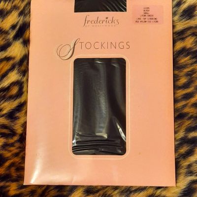 FREDERICKS OF HOLLYWOOD VINTAGE SMALL Black LACE TOP Thigh High Stockings