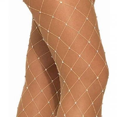 Nude Rhinestone Fishnet Stocking Tights Fortune Teller Women's Costume Accessory