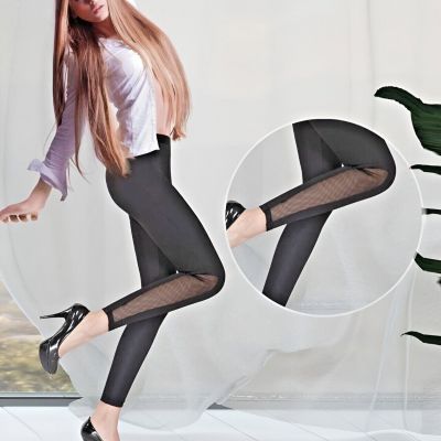 Women’s Pierre Cardin Elegant Black Sheer Panel Leggings European Products