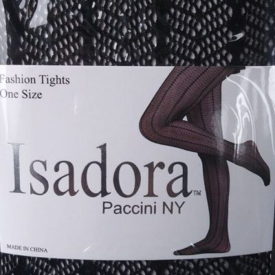 NEW Isadora Paccini NY Fashion Tights Fishnet Nylon Pinstripes BLACK One Size