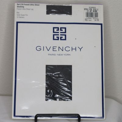 New Givenchy Vintage Women's 1990 Thigh High Ultra Sheer Stockings BLK SZ C B18