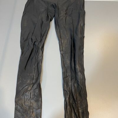 SPANX Women's Faux Leather Leggings Black Shiney Medium