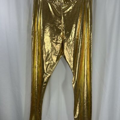 Splendor Metallic Gold Leggings Spandex.  Shiny Futuristic  Size Women's S