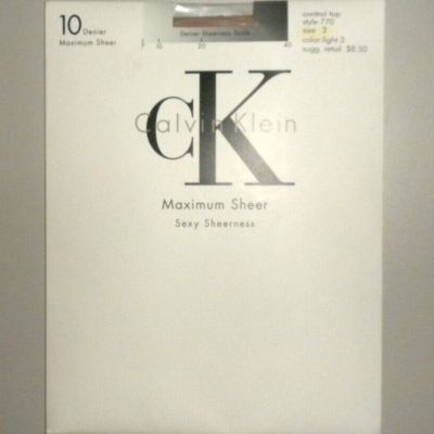 Calvin Klein Maximum Sheer Sexy Sheerness Control Top Size 3 Light 770 Pantyhose