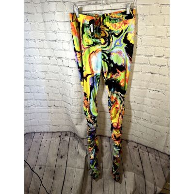 FASHION NOVA COLORFUL PRINT LADIES LEGGINGS WITH CINCHING ON SIDE - NEW WITH TAG