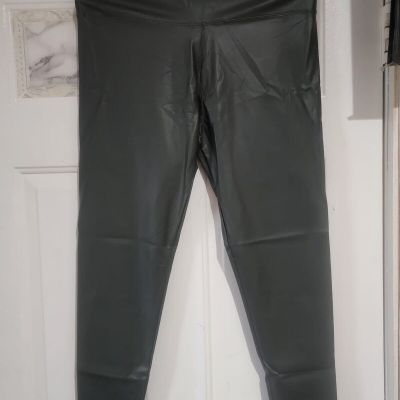 Leggings CHOA Women's leather pants, green, size L/XL, polyester 92perc, spandex 8perc