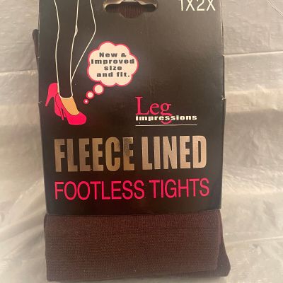Leg Impressions Fleece Lined FootlessTights 1X/2X BROWN  $24