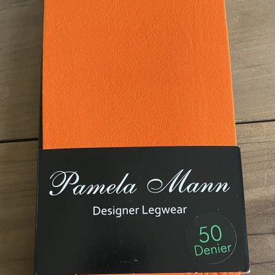 NEW Pamela Mann Designer Legwear 50 Denier Tights Pantyhose Flo Orange One Size