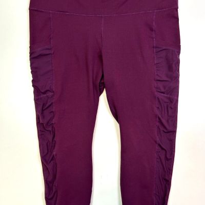 Fabletics mesh side cropped pocket leggings purple plus size ?? 3x READ