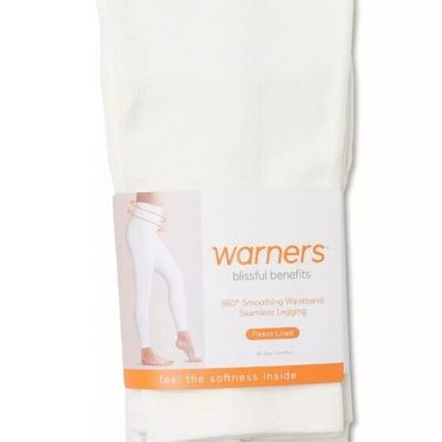 Warner’s Women's Plus Blissful Benefits Seamless Fleece Leggings Ivory Sz 2X/3X