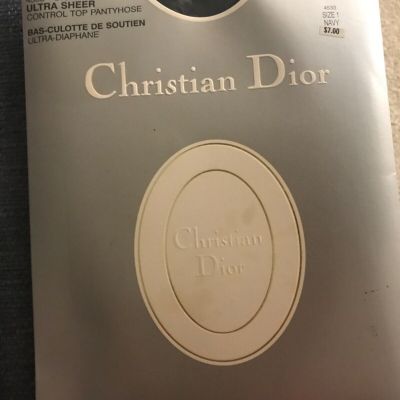 New Christian Dior 4533 Navy Ultra  Sheer Control Top  Pantyhose sz 1