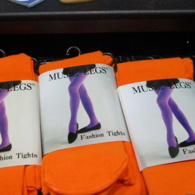 3 pair NWT Music Legs Fashion Tights fits 5' to 6' style 847 Neon Orange