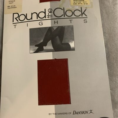 Danskin Round the Clock Tights Style 714 Brick Red Size C Vintage 1997