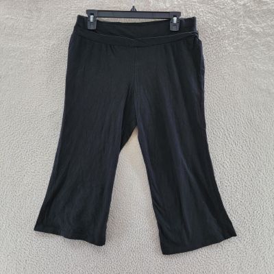 FASHION BUG Capri Legging Women's Large Black Solid Stretch Pull-on Straight-cut