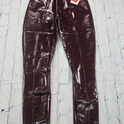 Spanx Leggings WOMENS SIZE PETITE SMALL Ruby Red Faux Patent Leather