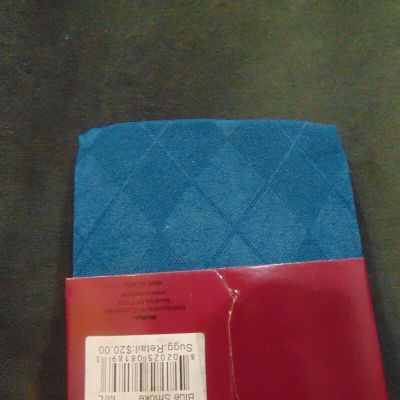 Memoi Fabulously Fun Tights Blue Smoke Argyle Opaque Tights Size S/M