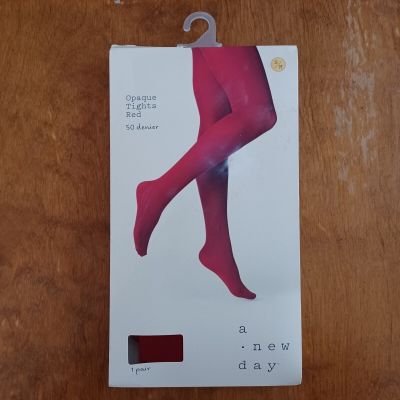 A New Day Size Small/Medium Opaque Tights Red 50 Denier