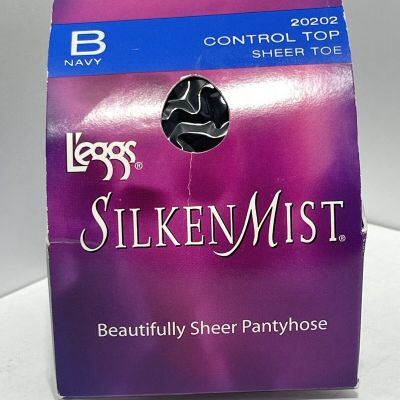 Leggs Silken Mist Control Top Sheer Toe Pantyhose B Navy 20202