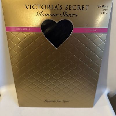 Victoria's Secret Stockings Glamour Sheers Jet Black LARGE