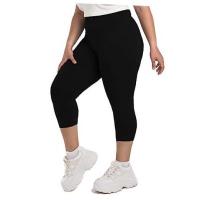 Plus Size Leggings for Women, High Waisted Tummy Control XX-Large Capri Black