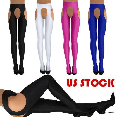US Womens Crotchless Pantyhose Hollow Out Tights Long Stockings Party Clubwear