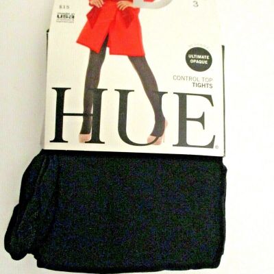 Hue tights Ultimate opaque control top 1 pair ~Size 3~ Black 90 Denier USA made