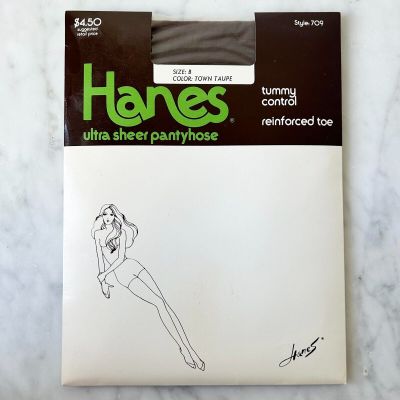 Hanes Ultra Sheer Pantyhose Tummy Control Reinforced Toe - Town Taupe Size B