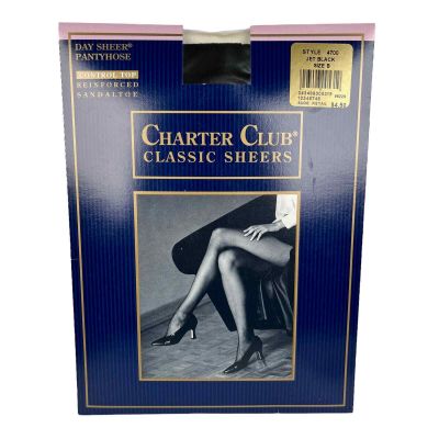 Charter Club Day Sheer Pantyhose Control Top Jet Black Size B
