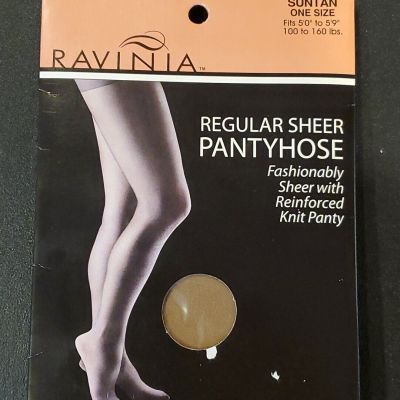 Ravinia Regular Sheer Pantyhose - Suntan One Size Fits 5’-5’9” / 100-160 lbs NEW