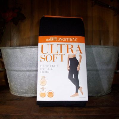 WARNERS LADIES ULTRA SOFT FLEECE LINED FOOTLESS TIGHTS SIZE SM/MED 1 BLACK NEW