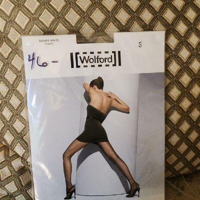 Wolford Flower Waves Tights Pantyhose Black Size S NIP