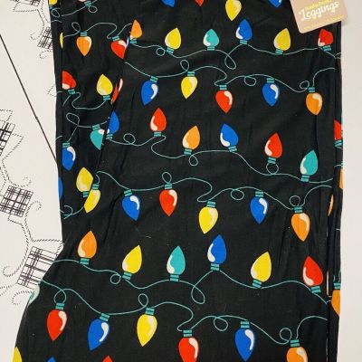 Mayfair Holiday Printed Leggings Christmas String Lights Size 3X New