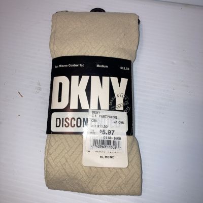 Vintage DKNY Box Weave Control Top Pantyhose Medium Almond Discontinued