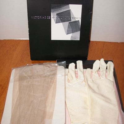 Victoria's Secret Champagne Boxed Silked Stockings w/Gloves~Size SM~France~NIB!