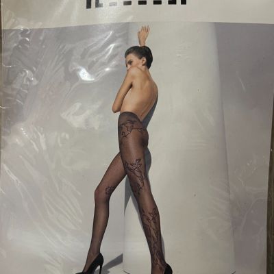 WOLFORD Baroque Flowers Tights Black 19094 Size Medium - New