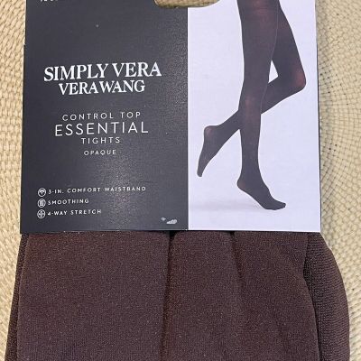 Simply Vera  Wang Opaque 4-way Stretch Control Top Tights 210 Brown NWT Size 1