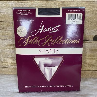 HANES Silk Reflections SHAPERS  Pantyhose BARELY BLACK 780 Sz EF Sandalfoot 80s