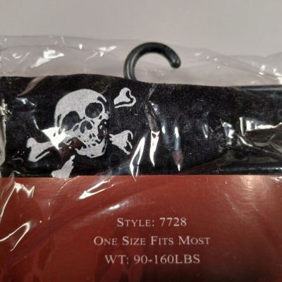 NIP vintage Leg Avenue black nylon tights w/ white skulls - OSFM, free shipping!